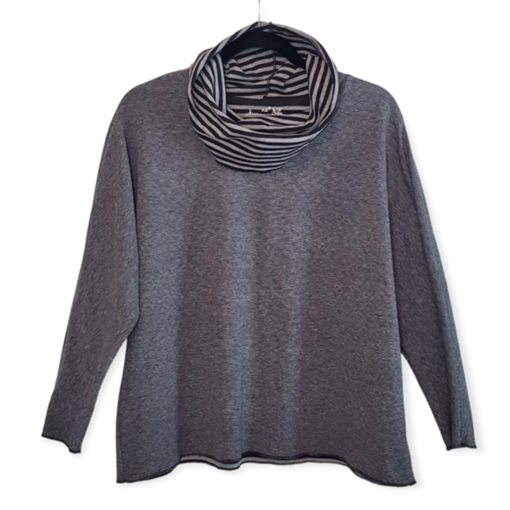 Hanna & Grace Cowl Neck Striped Top